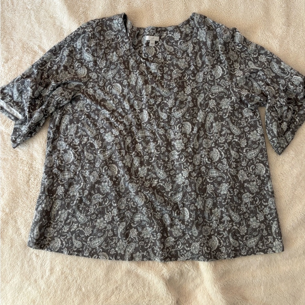 Paisley Print Gray Women's Top j Jill XL